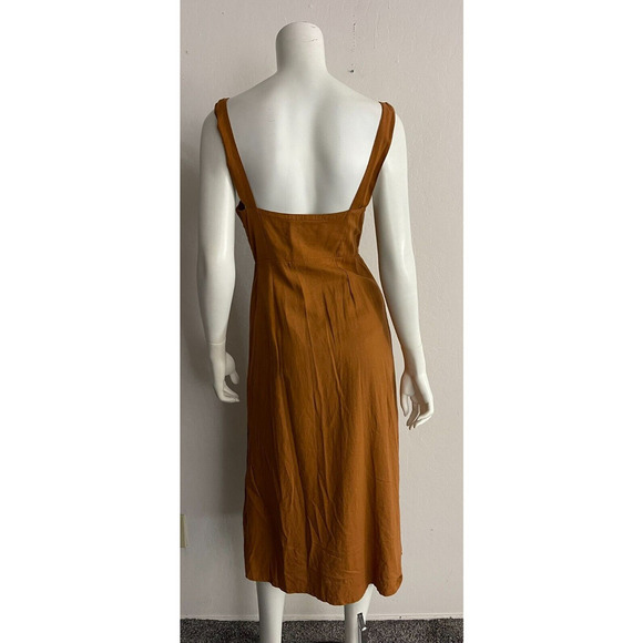 Jens Pirate Booty S Midi Dress Wrap Button Linen Blend Sienna Brown Sleeveless - Picture 10 of 11